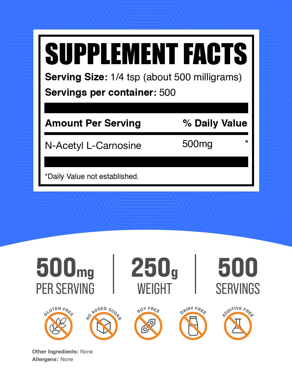 N-Acetyl L-Carnosine powder label 250g