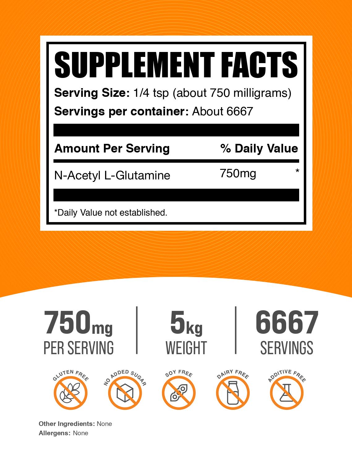 N-Acetyl L-Glutamine Powder 5kg Label