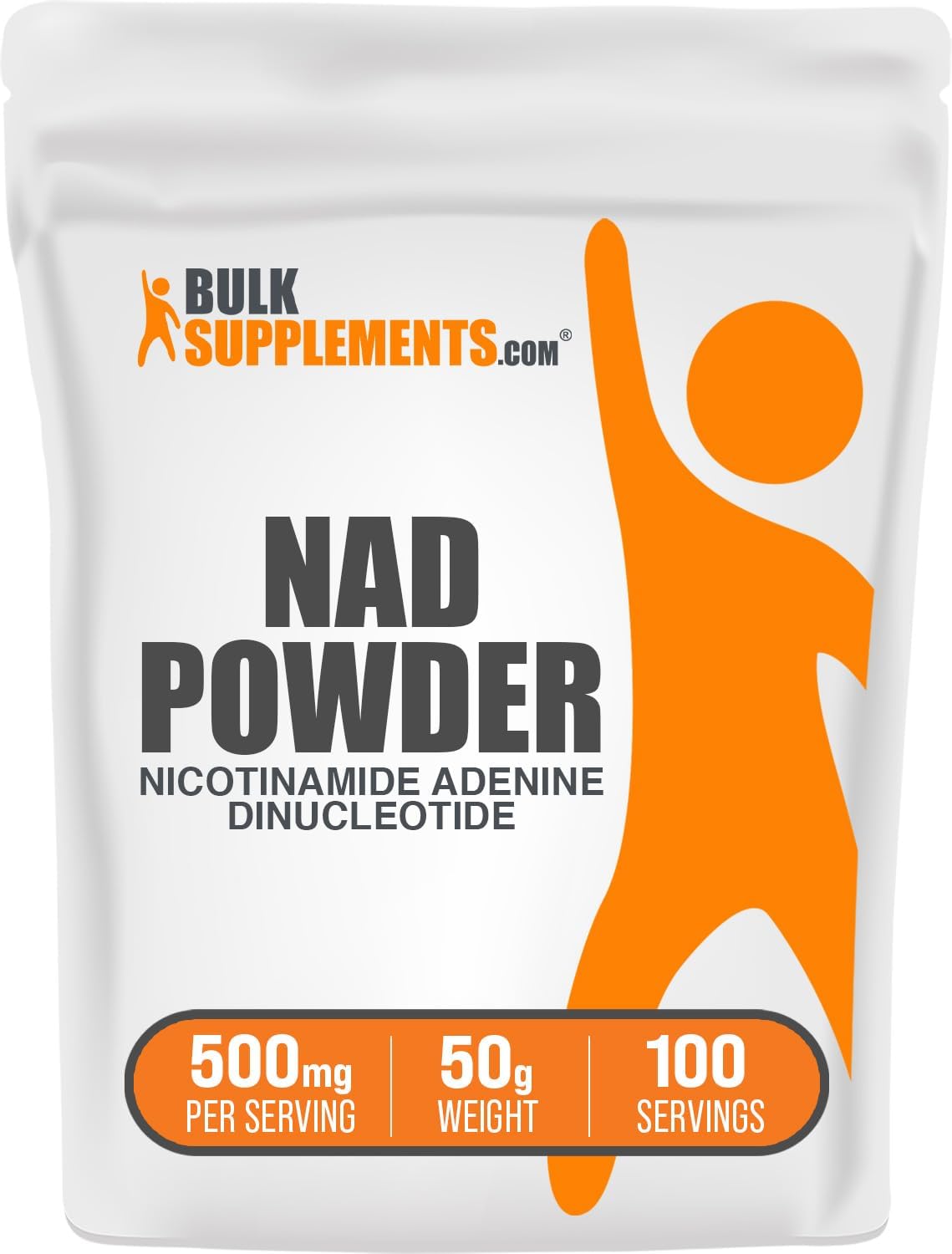 imagem do saco de 50g de pó de NAD da BulkSupplements.com