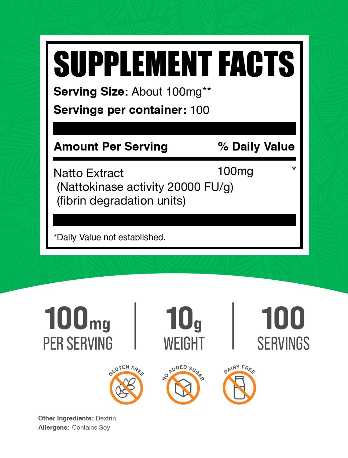 Natto Extract 2000 FU 10g Powder Label