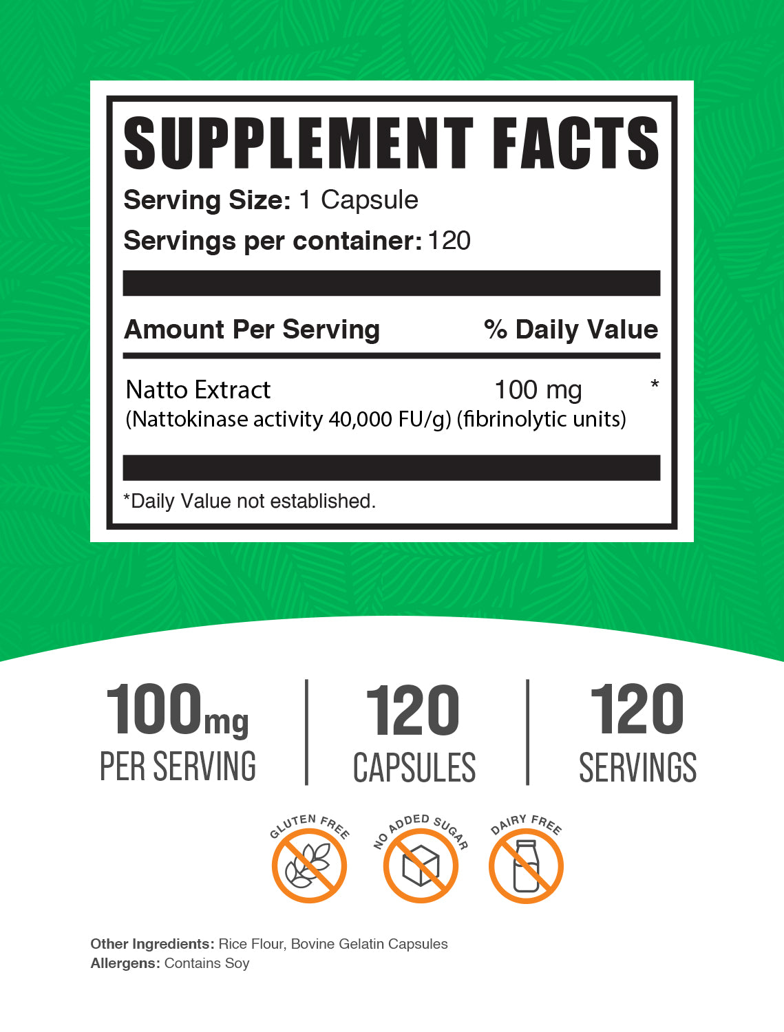 Nattokinase 4000 FU Pills 120 ct label