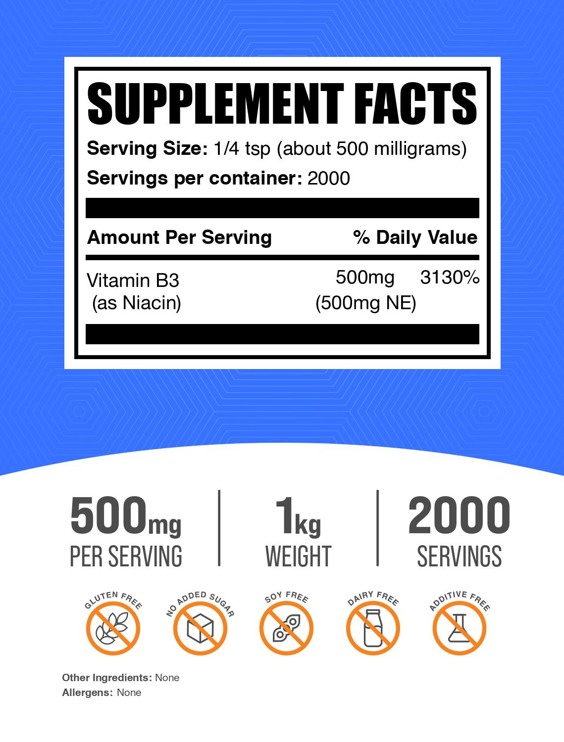 Niacin powder label 1kg