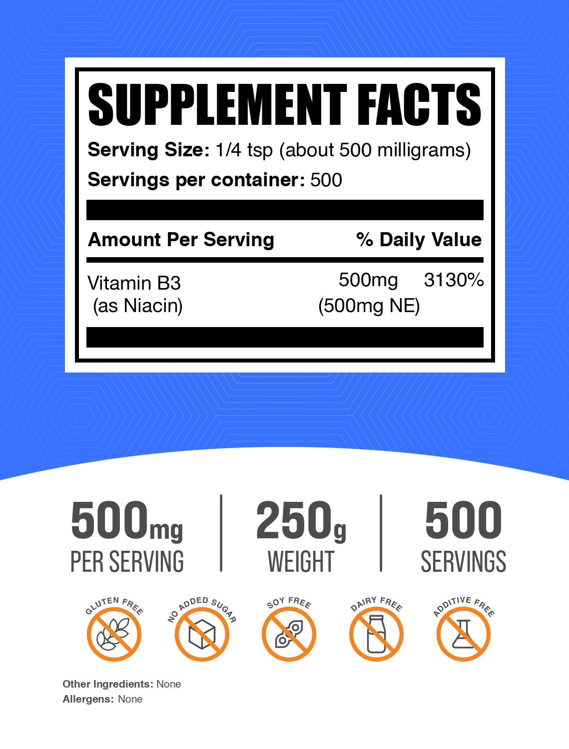 Niacin powder label 250g