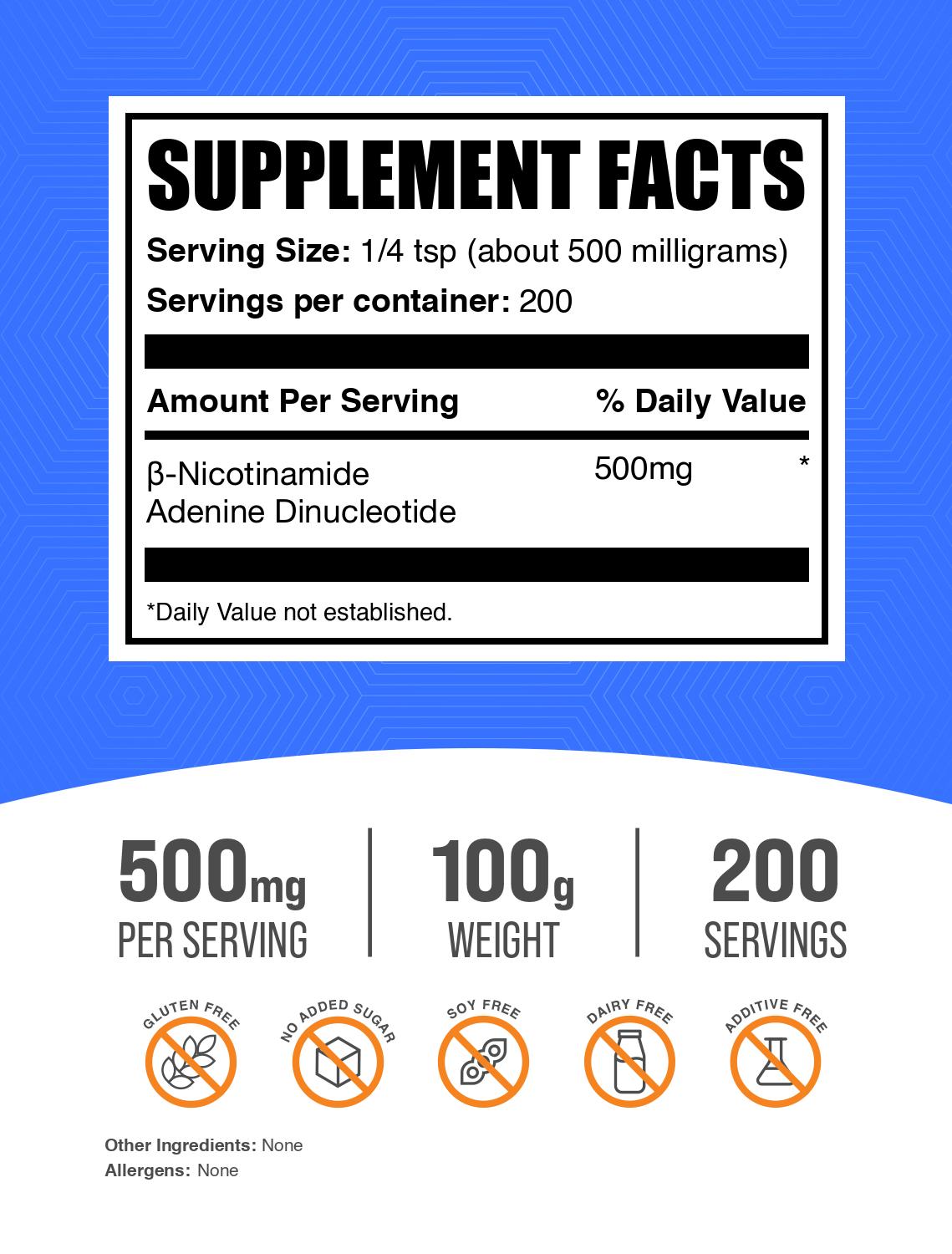 NAD powder label 100g