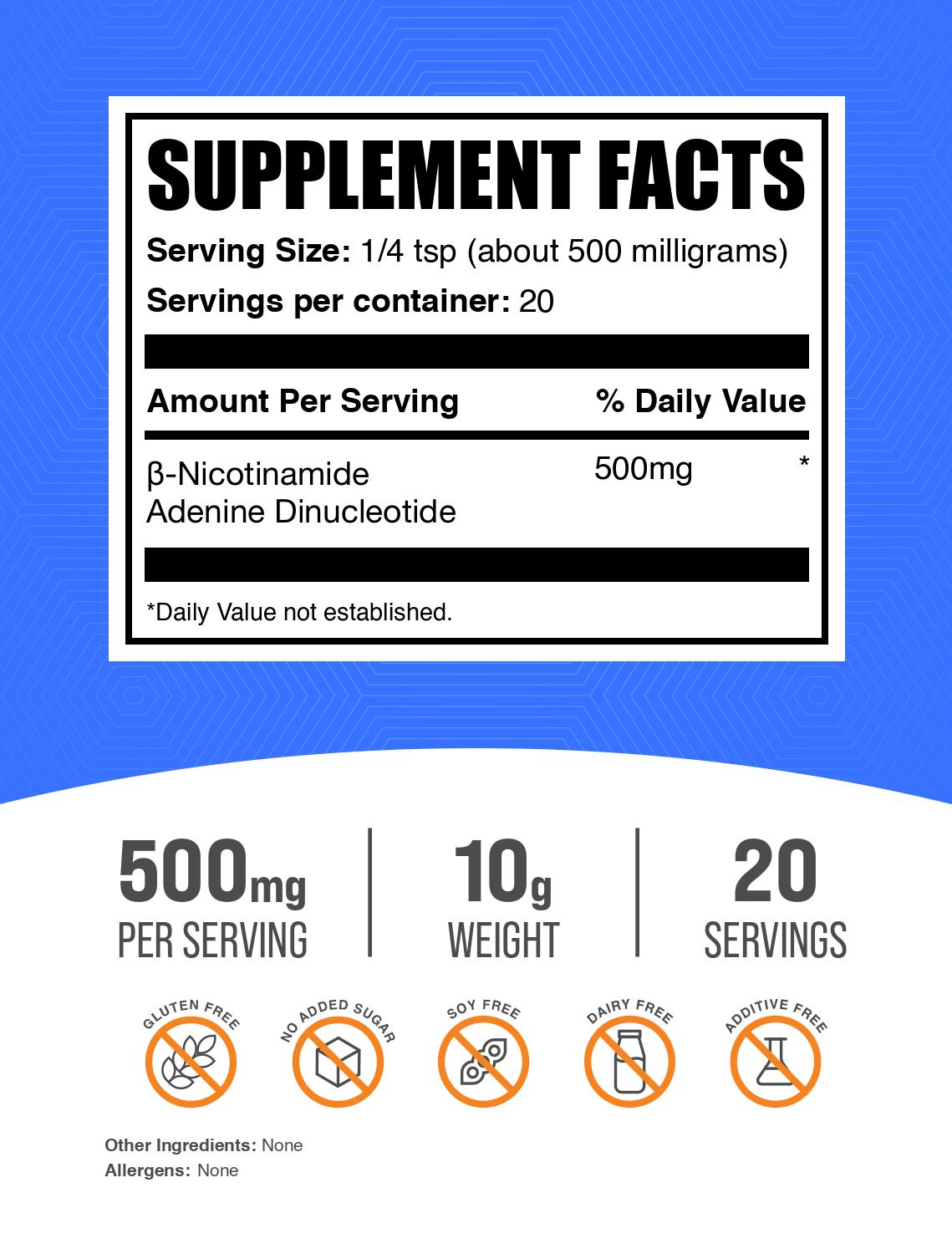 NAD powder label 10g