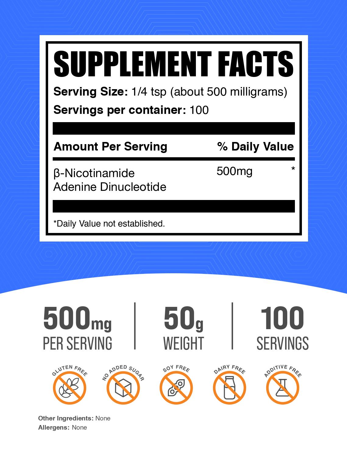 NAD powder label 50g