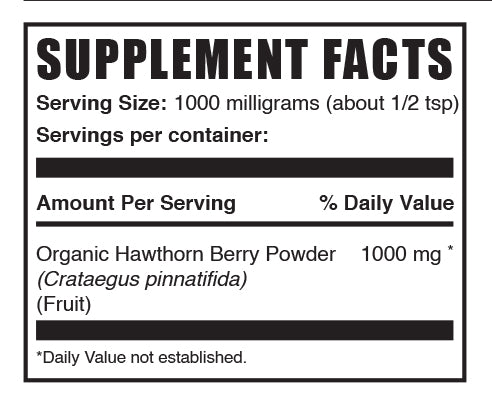 Organic hawthorn berry powder mini label