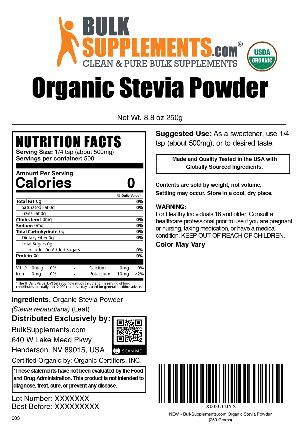 Organic Stevia Leaf Powder
