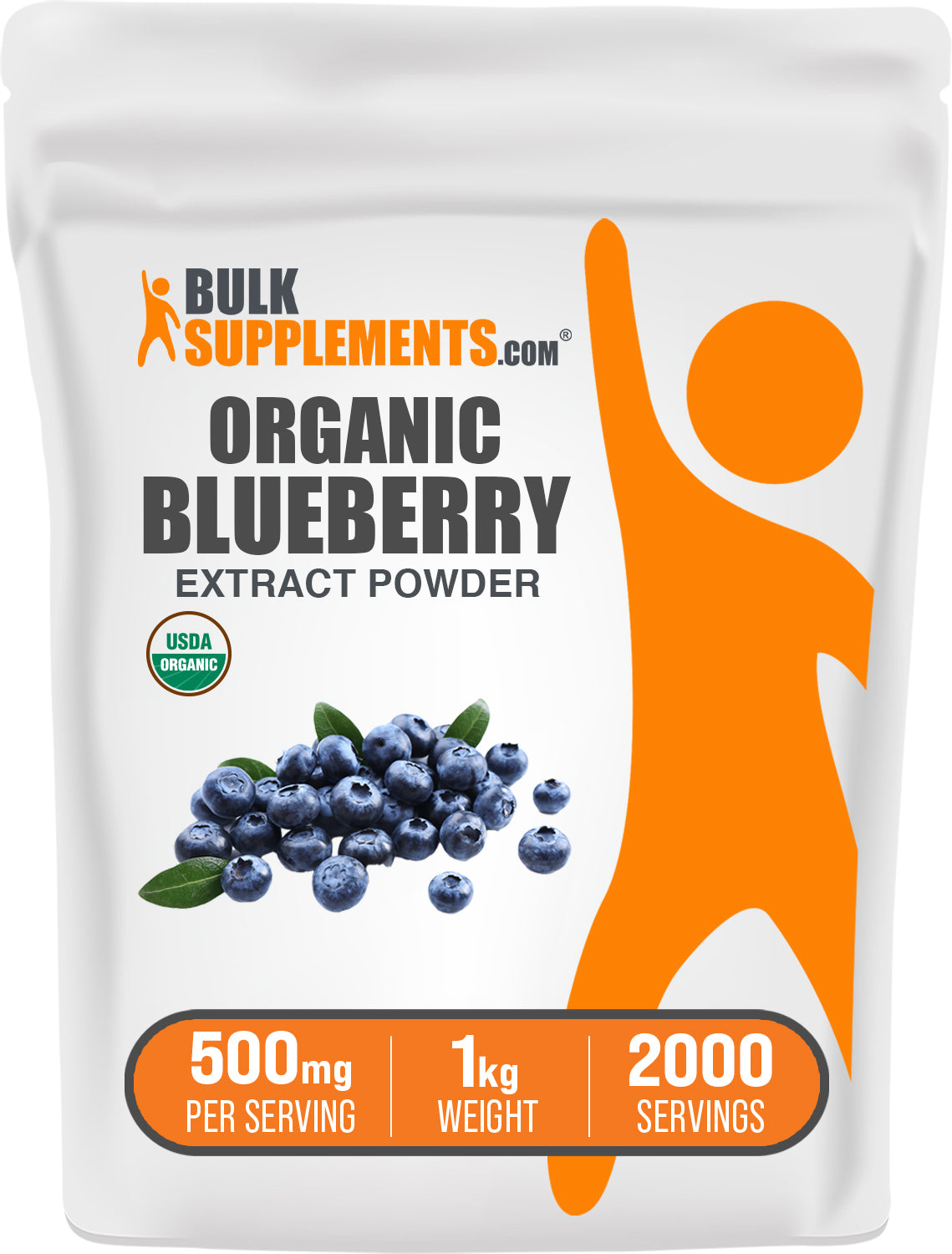 imagen de bolsa de 1 kg de polvo de extracto orgánico de arándano BulkSupplements.com