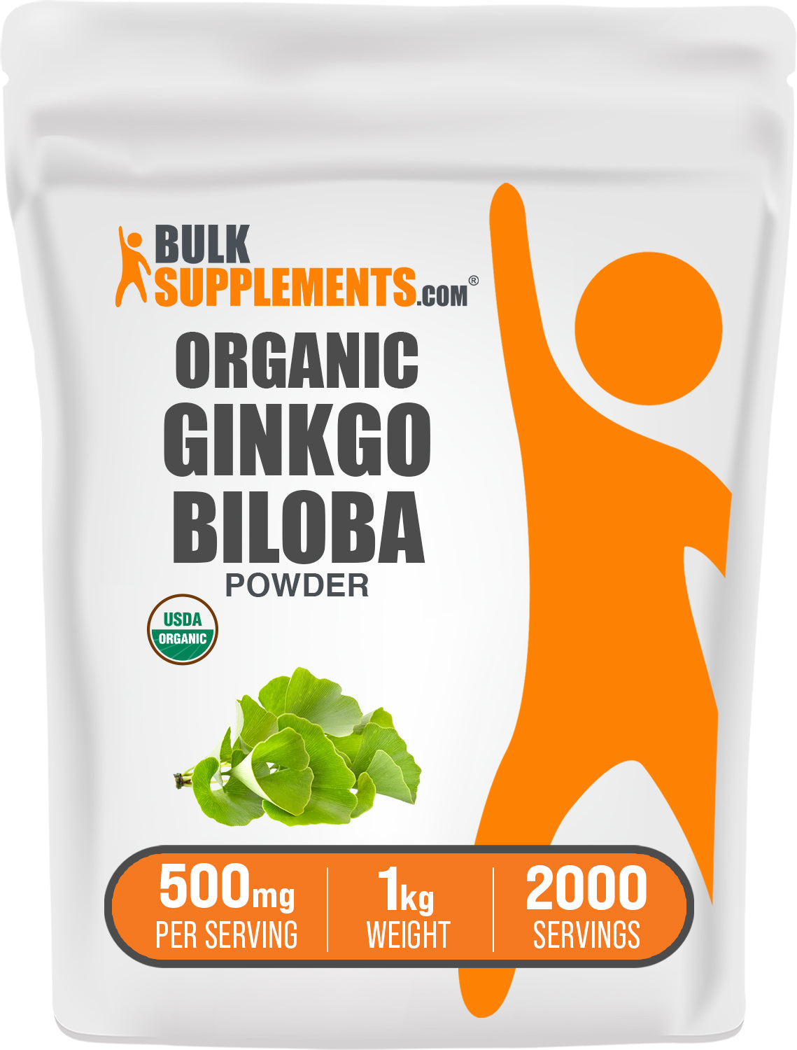 BulkSupplements.com Organic Ginkgo Biloba Powder 1kg bag image