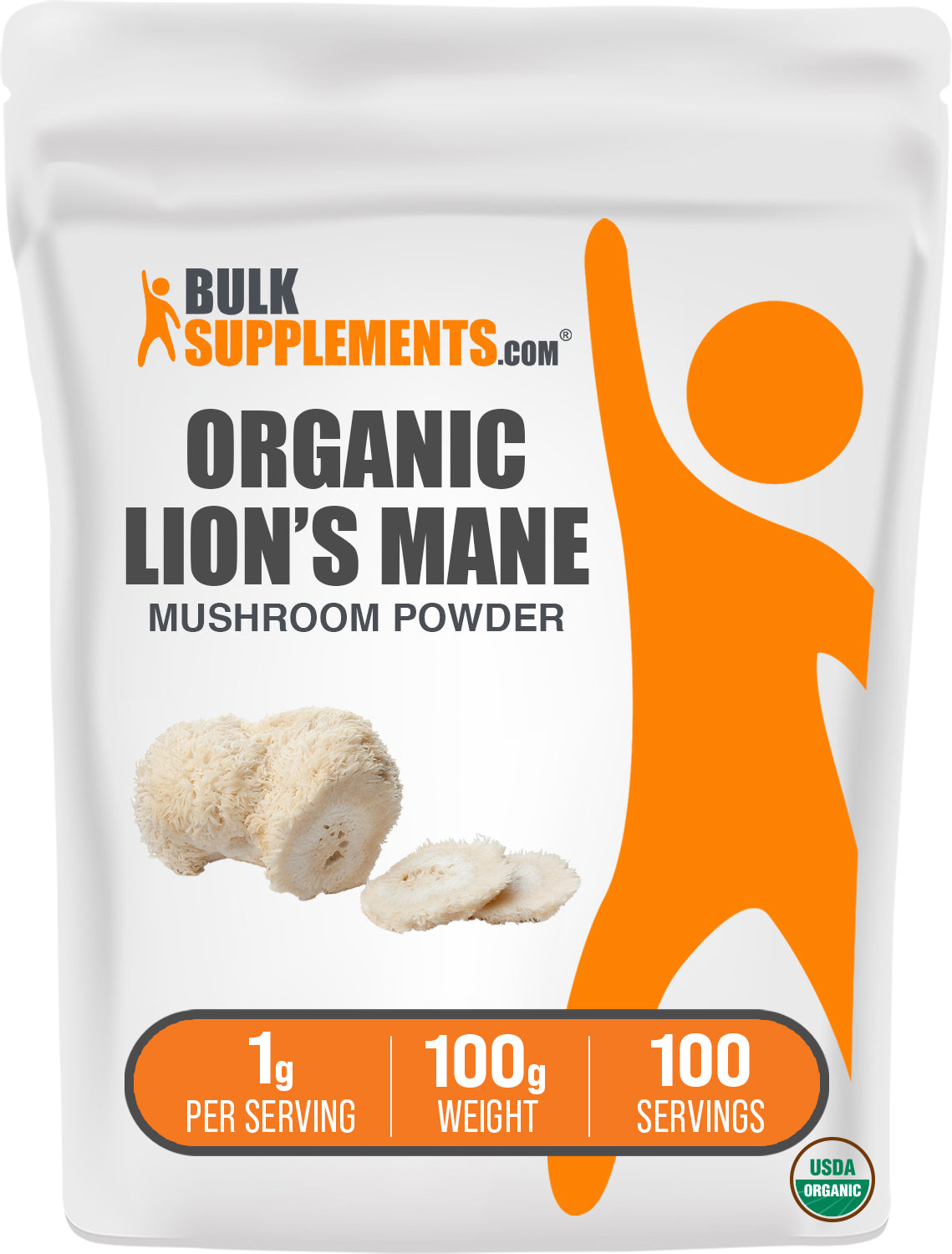 BulkSupplements.com Organic Lion's Mane Powder 100g bag image