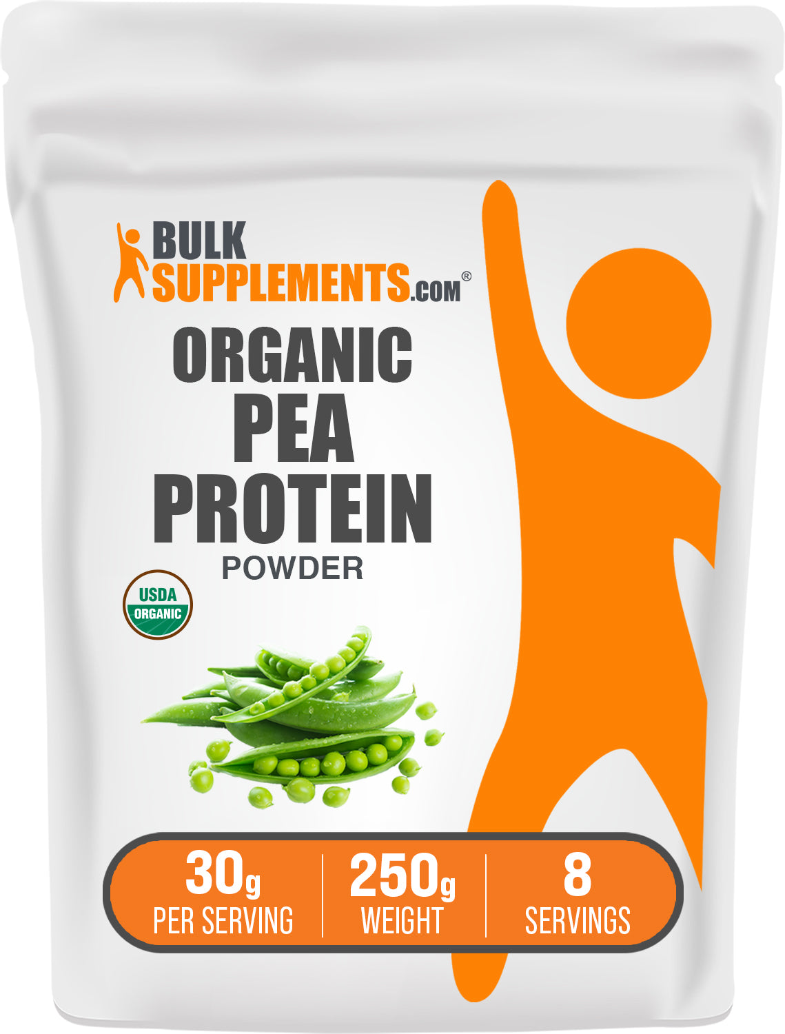 BulkSupplements.com Organic Pea Protein Powder 250g bag image