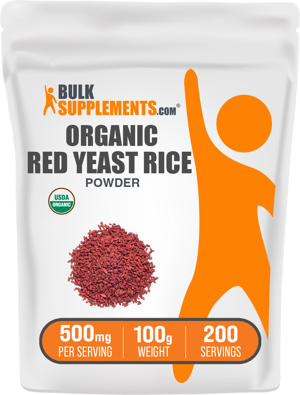 BulkSupplements.com Organic Red Rice Powder 100g bag image