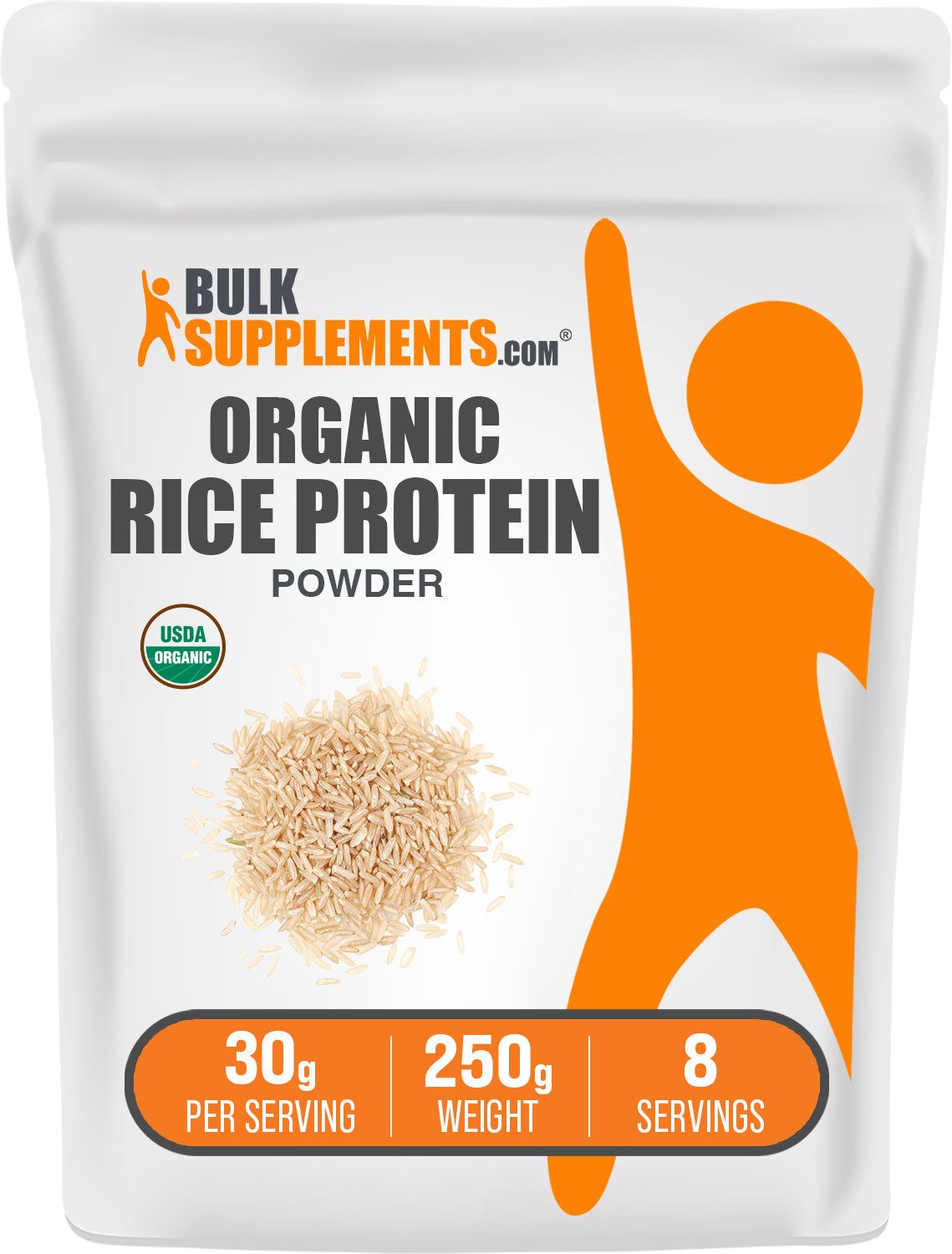 BulkSupplements.com Organic Rice Protein Powder 250g bag image