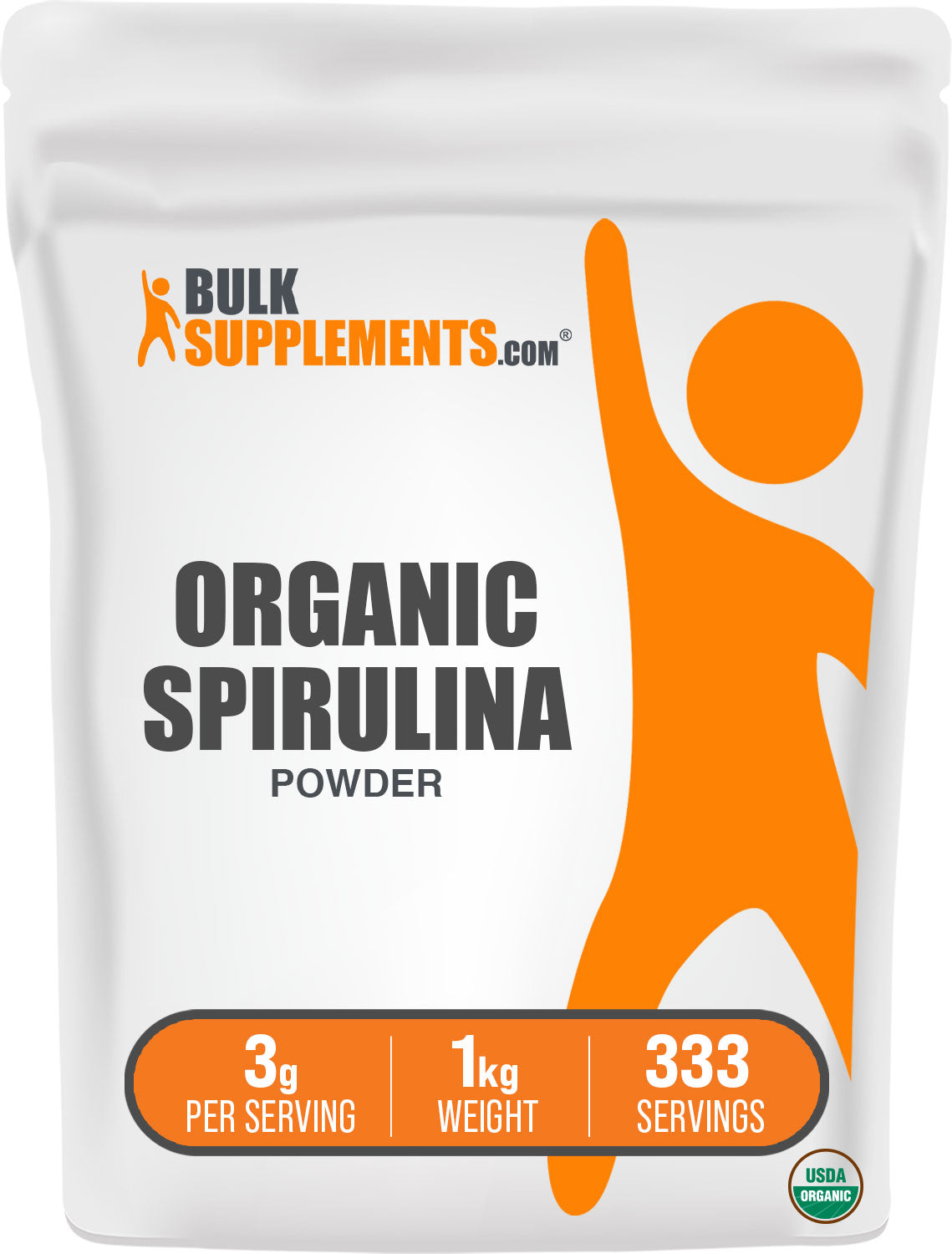 BulkSupplements.com Organic Spirulina Powder 1kg bag image