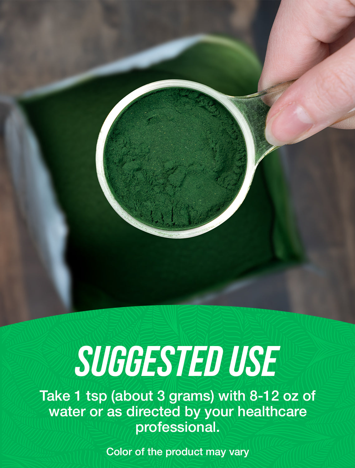 Organic spirulina powder suggested use image