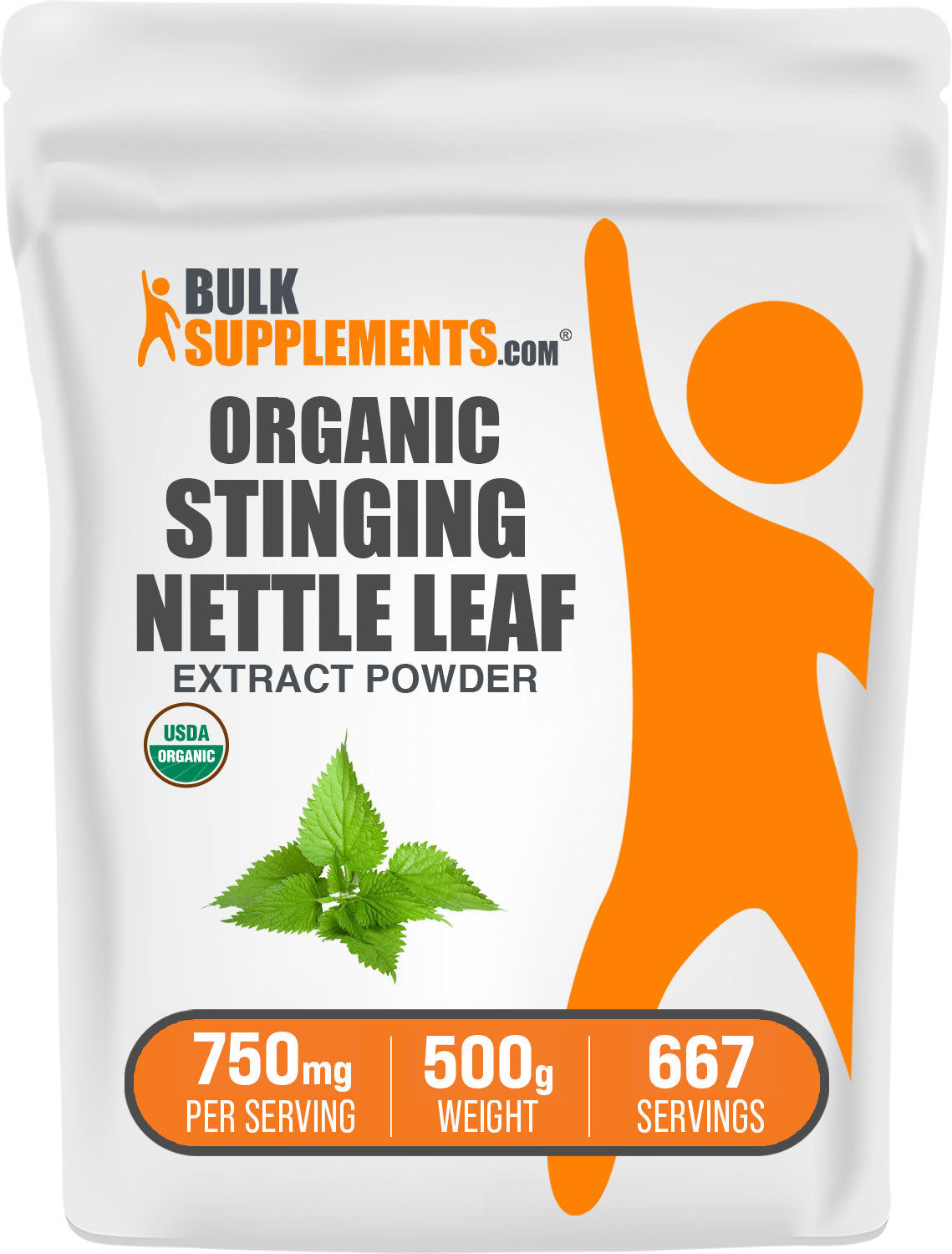 BulkSupplements.com Organic Stinging Nettle Extract Powder 500g bag image