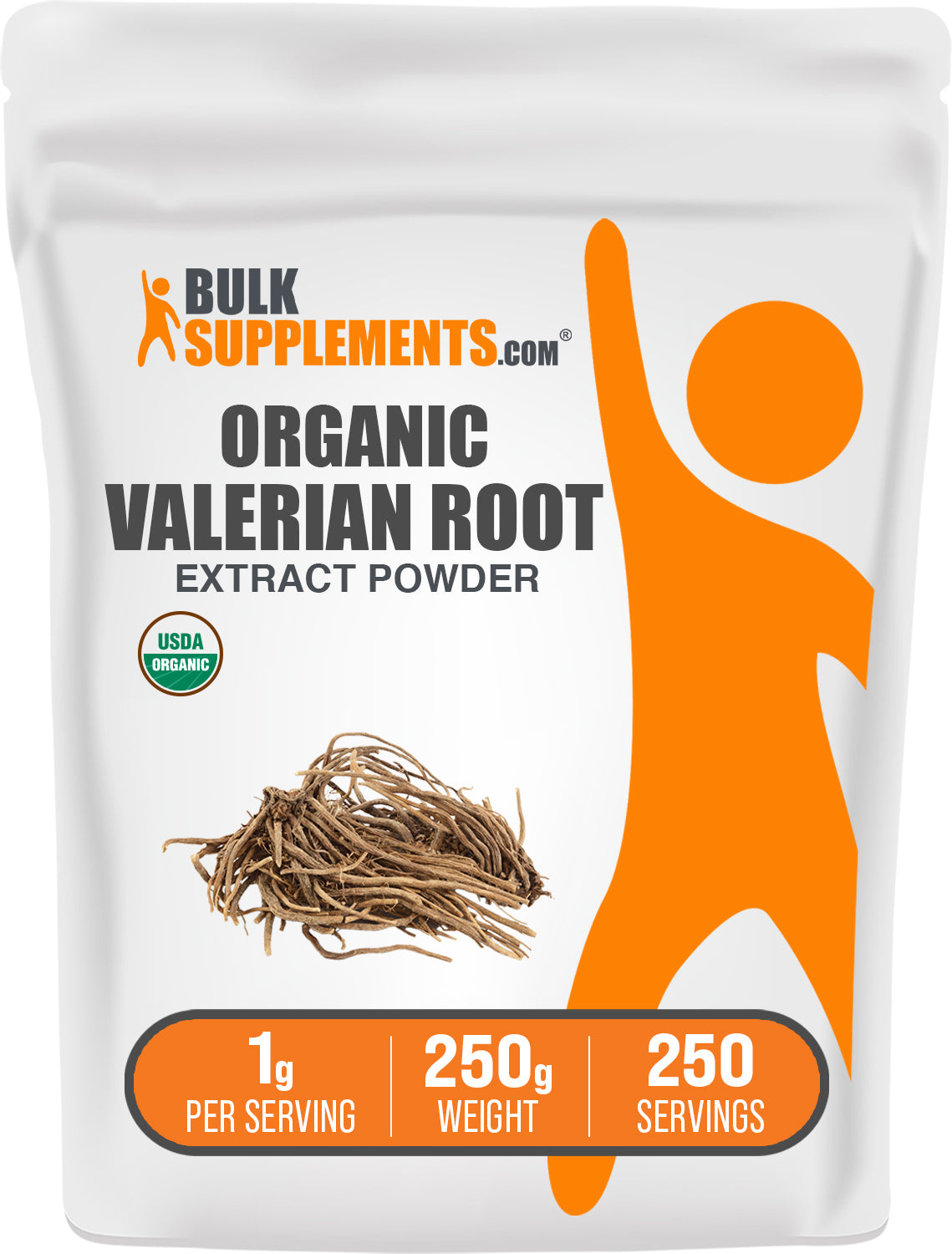 BulkSupplements.com Organic Valerian Root Extract Powder 250g bag image