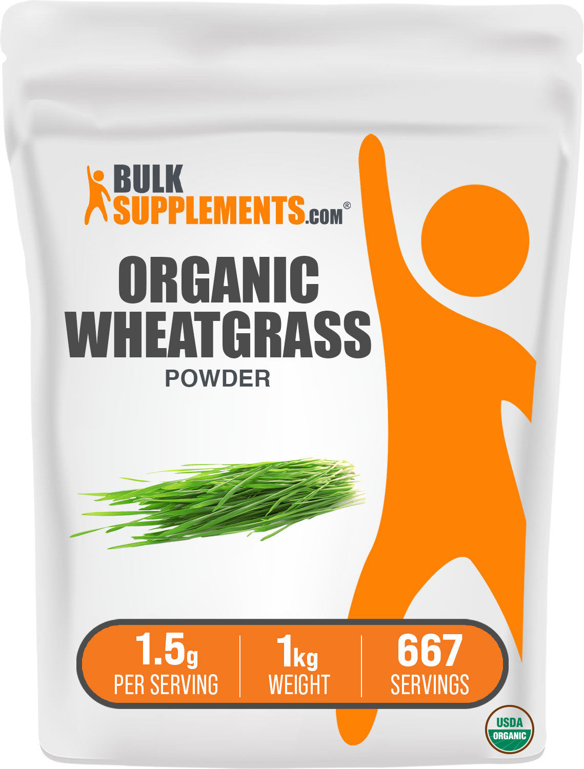 BulkSupplements.com Organic Wheatgrass Powder 1kg bag image