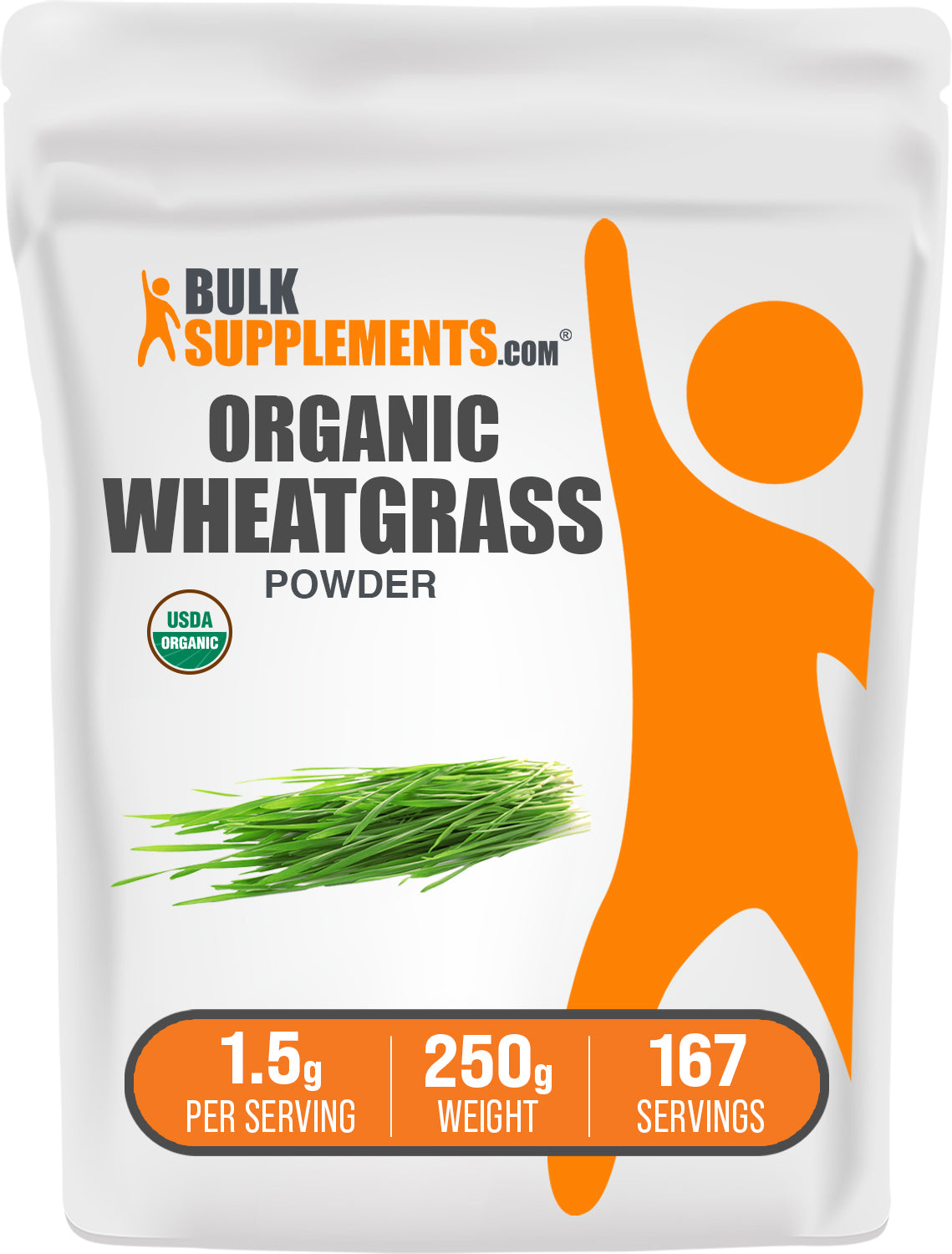 BulkSupplements.com Organic Wheatgrass Powder 250g bag image