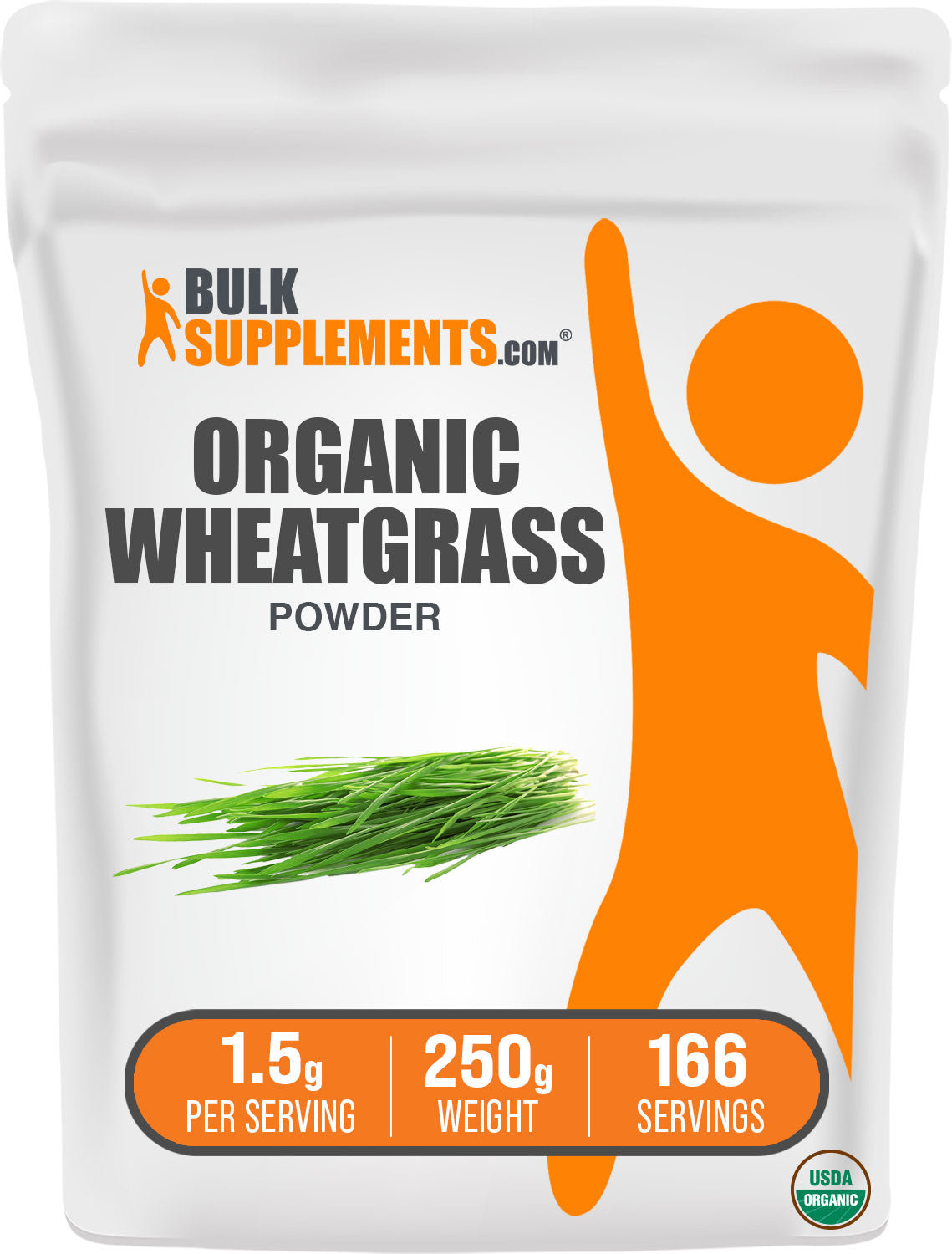 BulkSupplements.com Organic Wheatgrass Powder 250g bag image