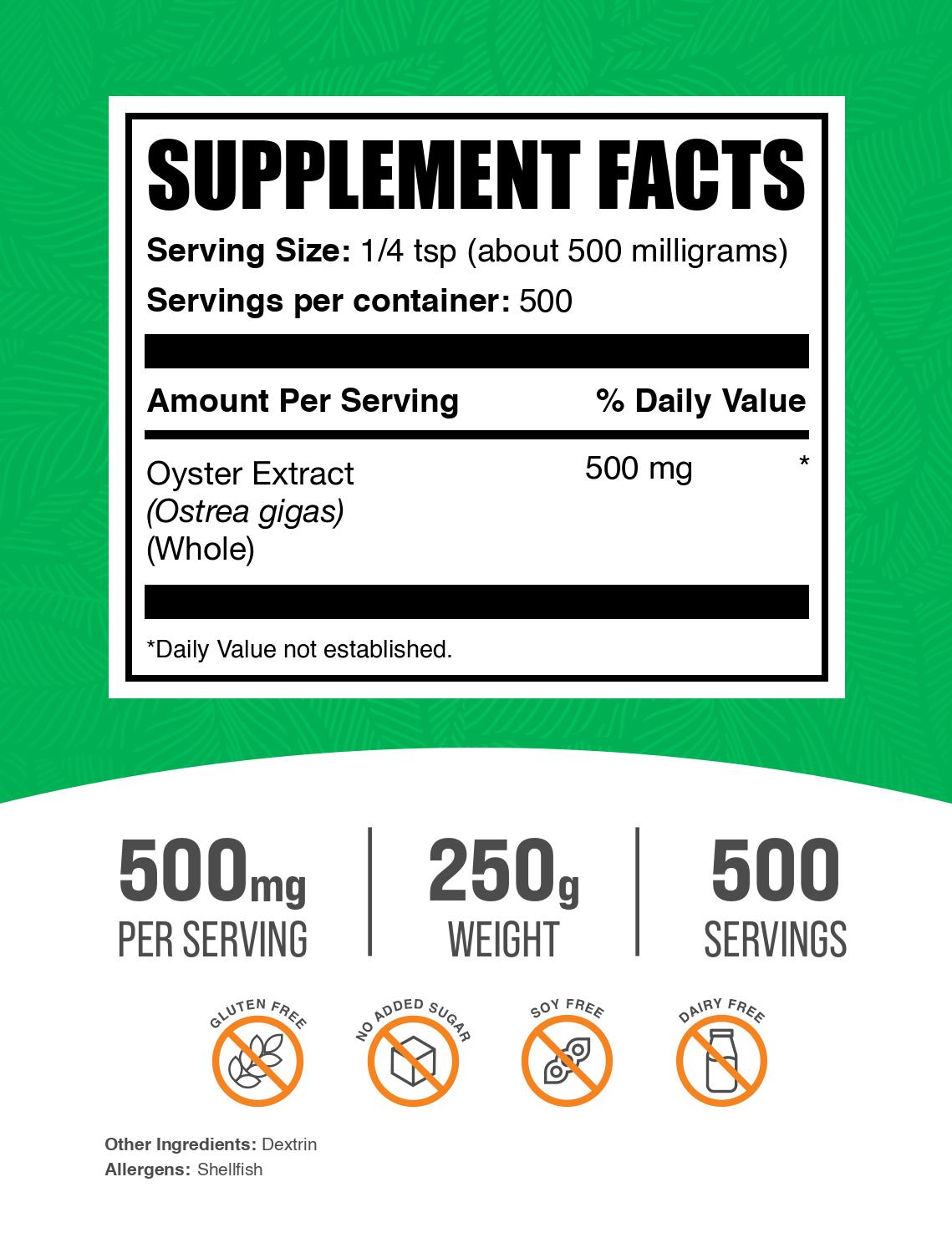 Oyster extract powder label 250g
