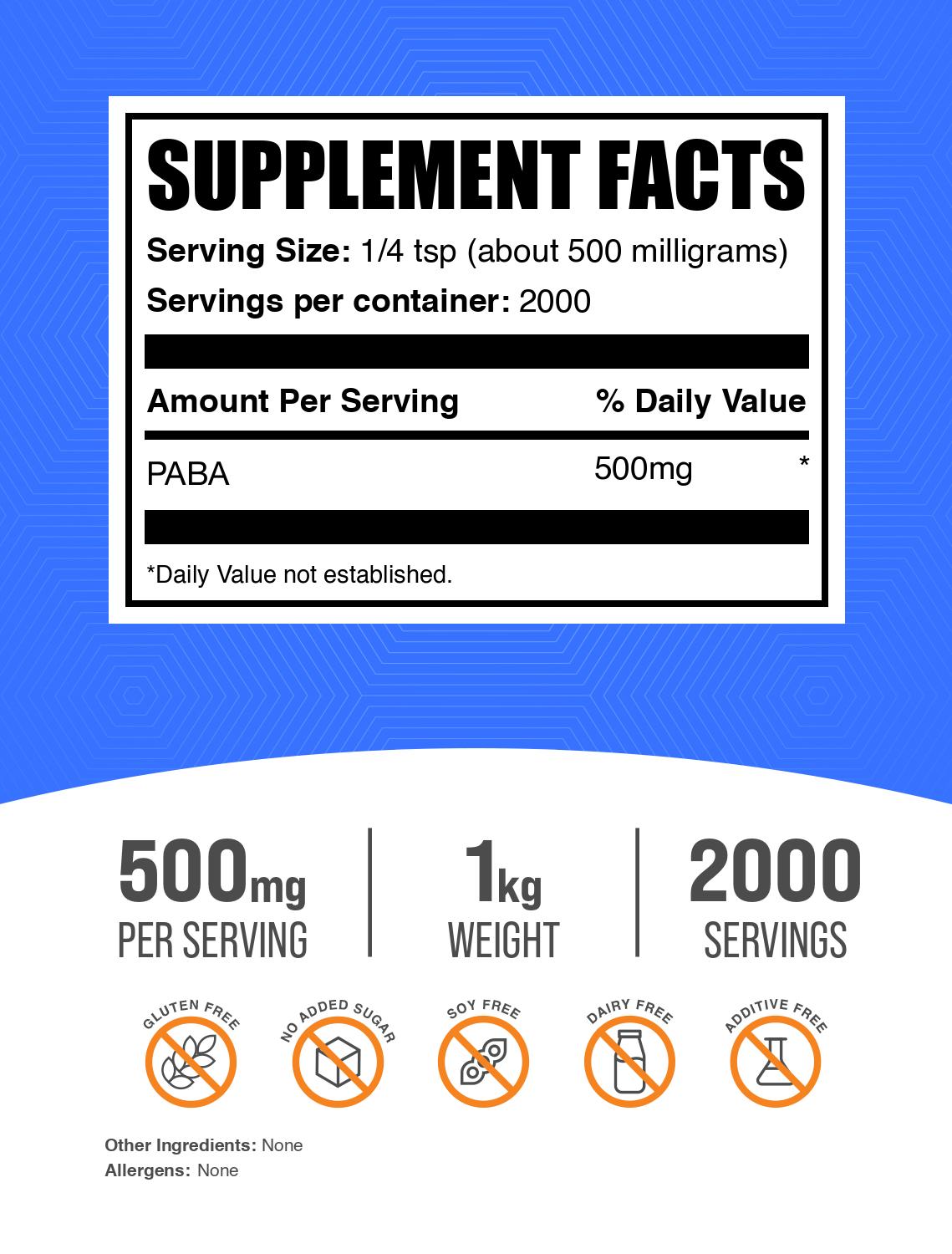 PABA powder label 1kg