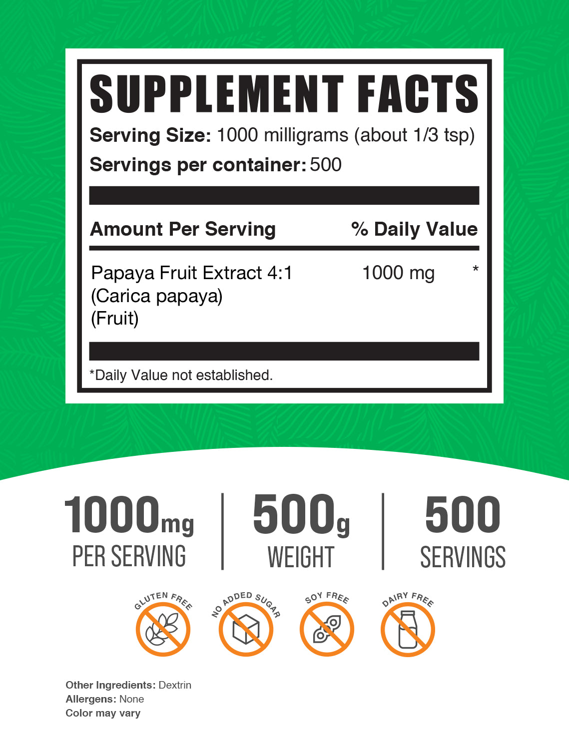 Papaya fruit extract powder 500g keywords image