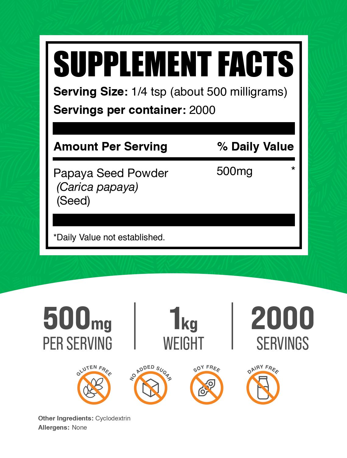 Papaya seed powder label 1kg