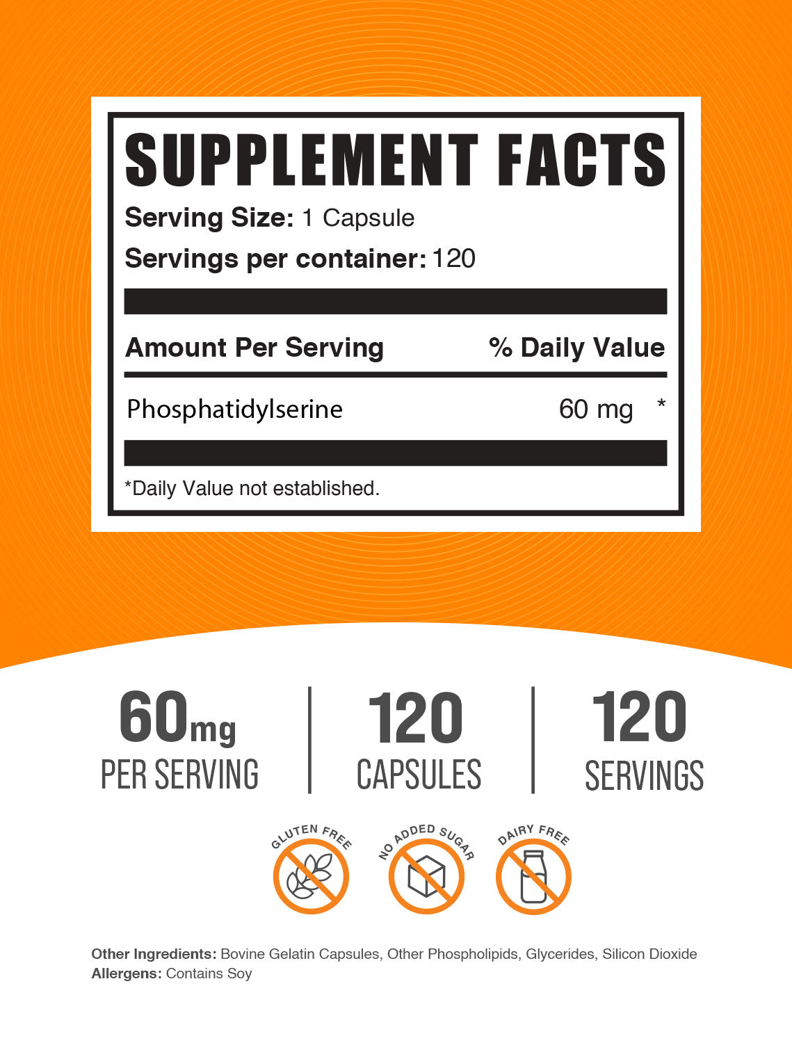 Phosphatidylserine capsules 120 ct label