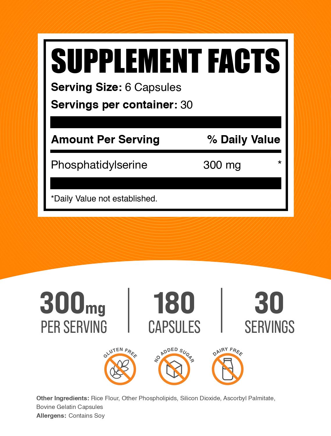 Phosphatidylserine capsules 180 ct label