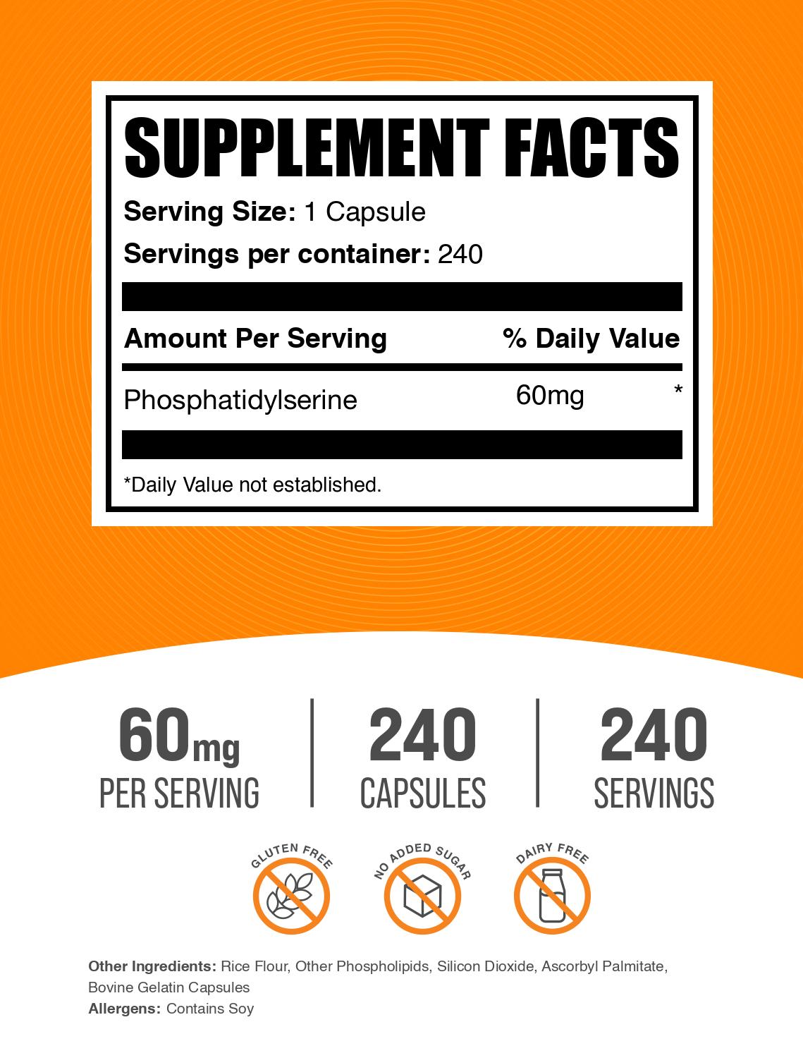 Phosphatidylserine Capsules 240ct Label