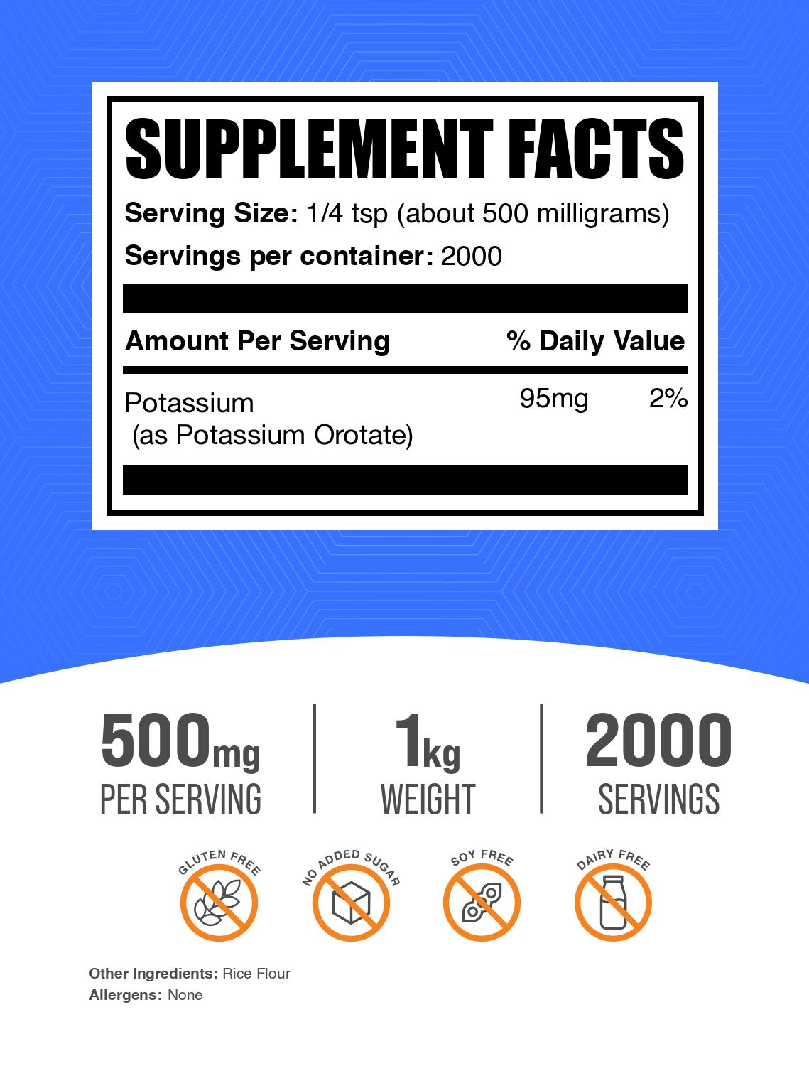 Potassium orotate powder label 1kg
