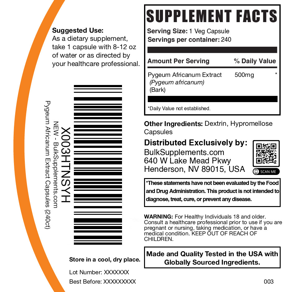 Pygeum africanum 240 capsules label