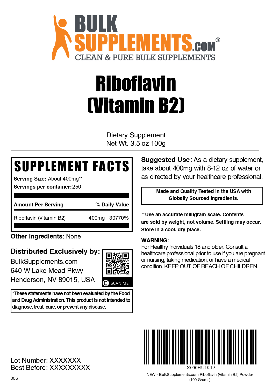 Riboflavin (Vitamin B2) Powder