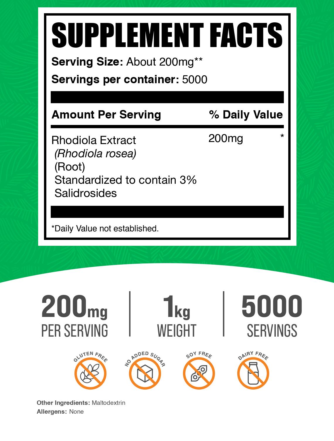 Rhodiola extract (3% salidroside) powder label 1kg