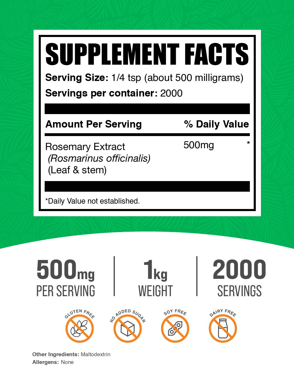 Rosemary extract powder label 1kg