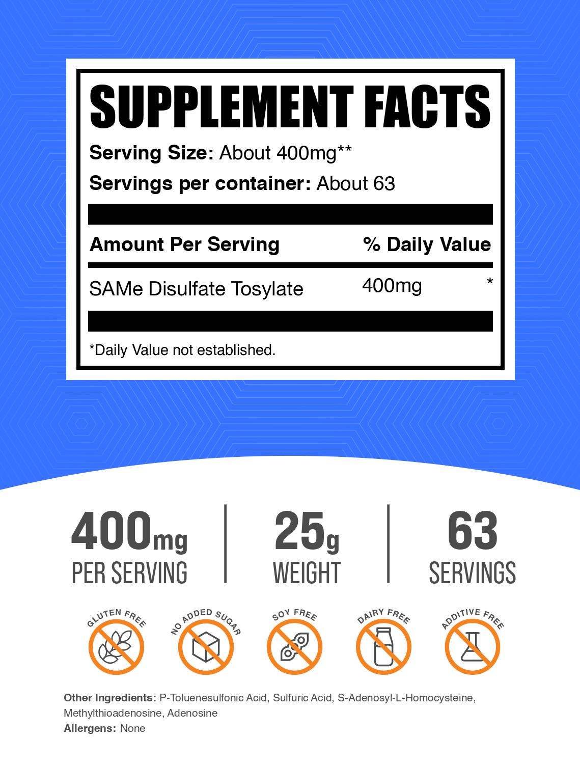 SAMe powder label 25g