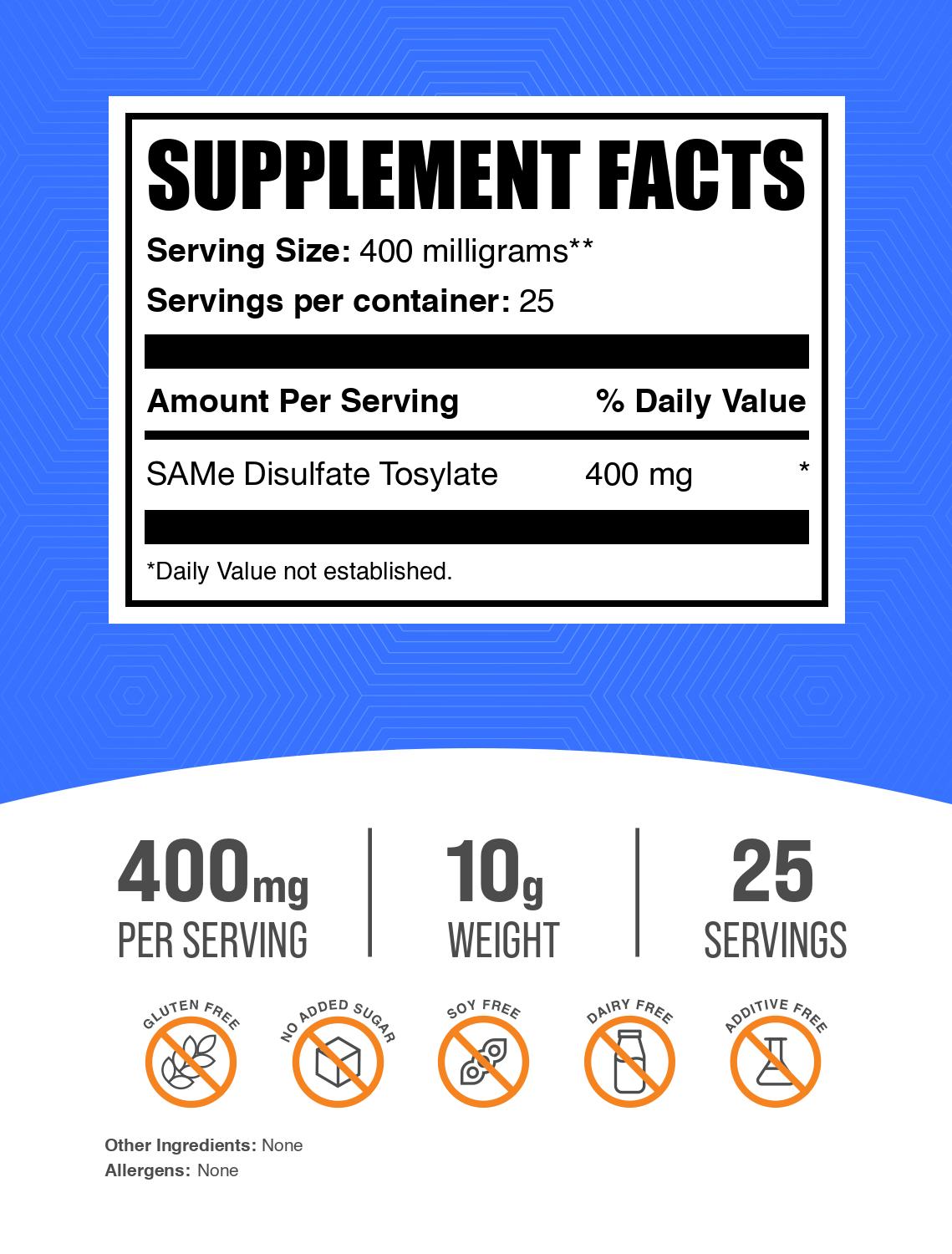 SAMe powder label 10g