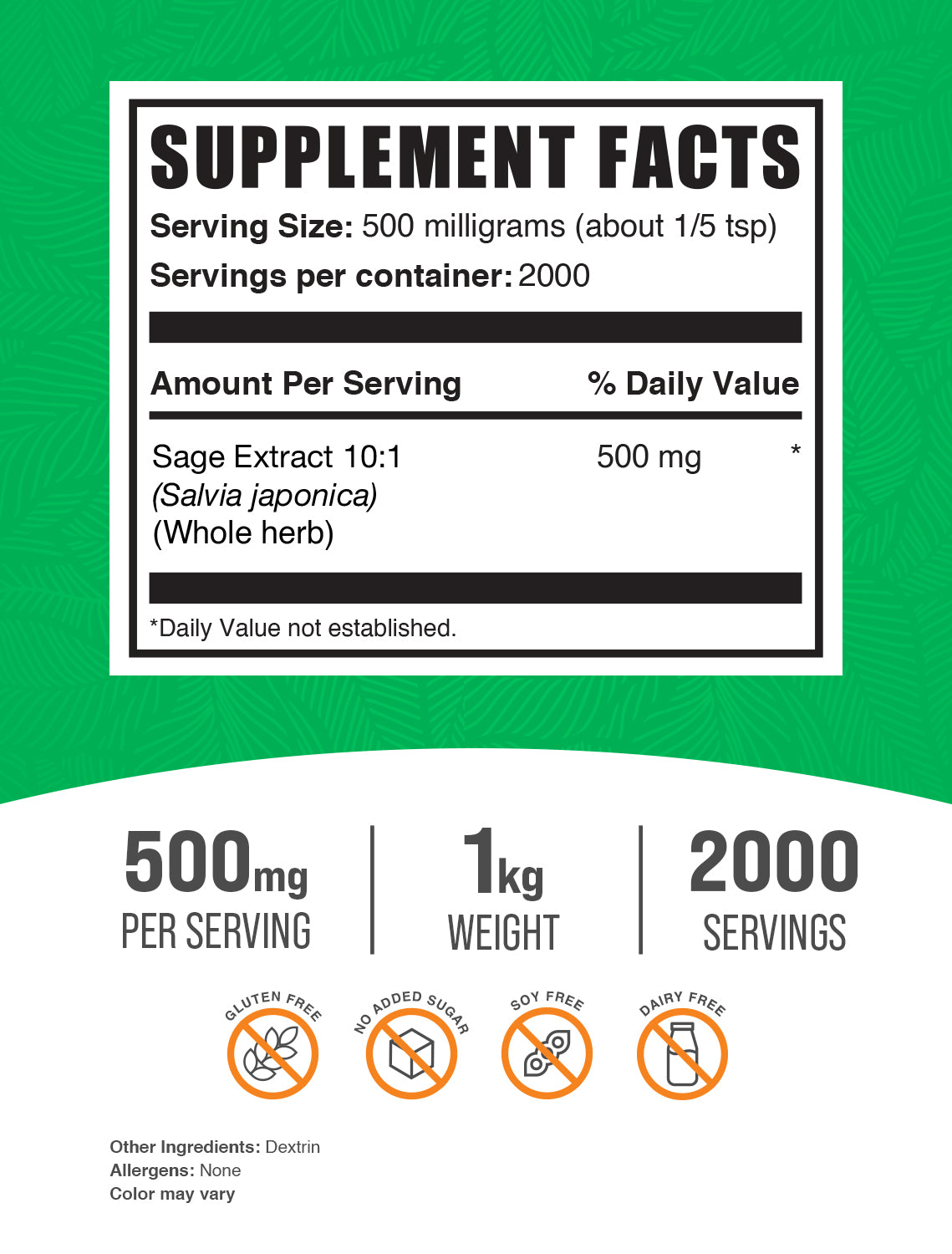 Sage Extract Powder 1kg Label