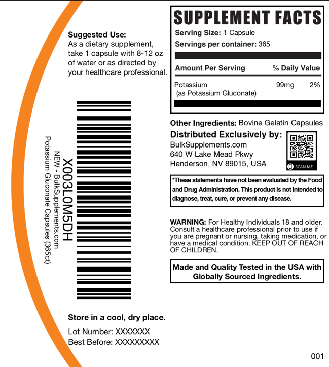 Potassium Gluconate Capsules 365ct Plain Label