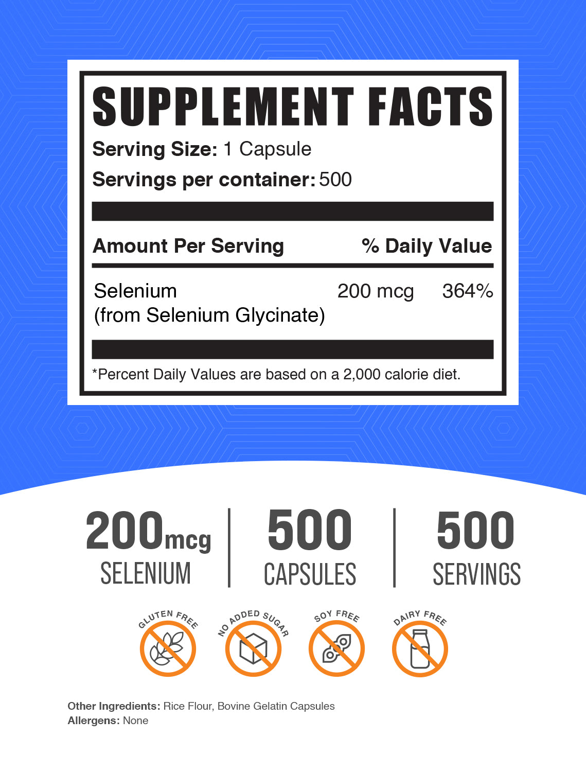 Selenium Glycinate Capsules 500 ct label