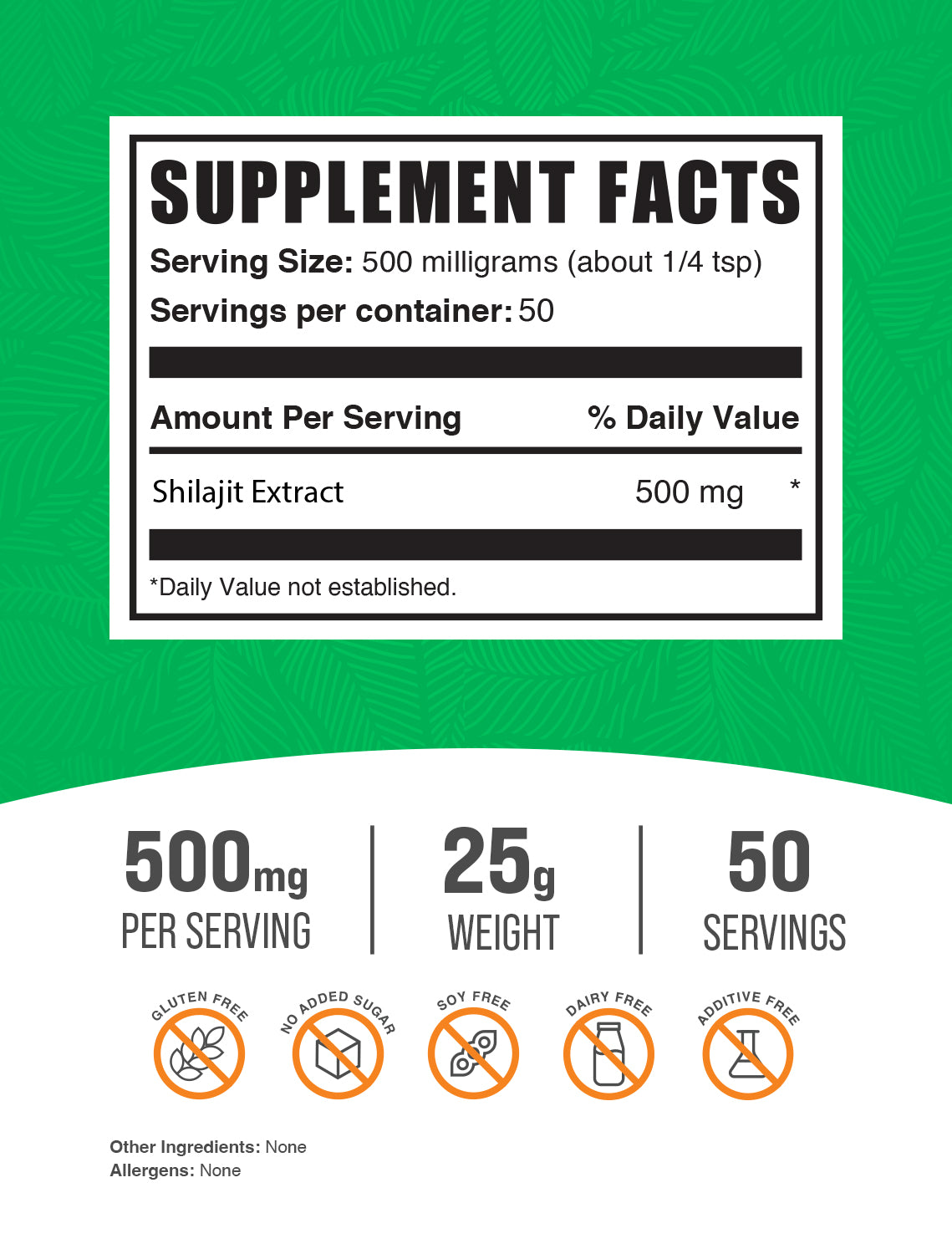 Shilajit extract powder label 25g