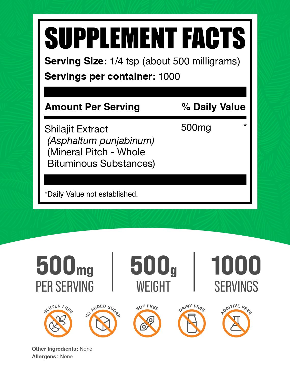 Shilajit extract powder label 500g
