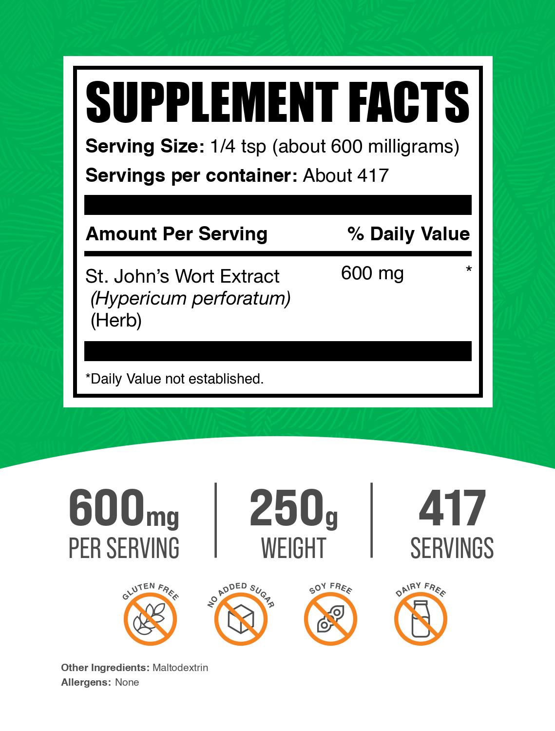 St. John's Wort powder label 250g