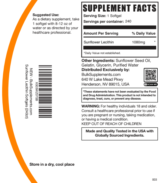 Sunflower Lecithin Softgels 240ct Plain Label