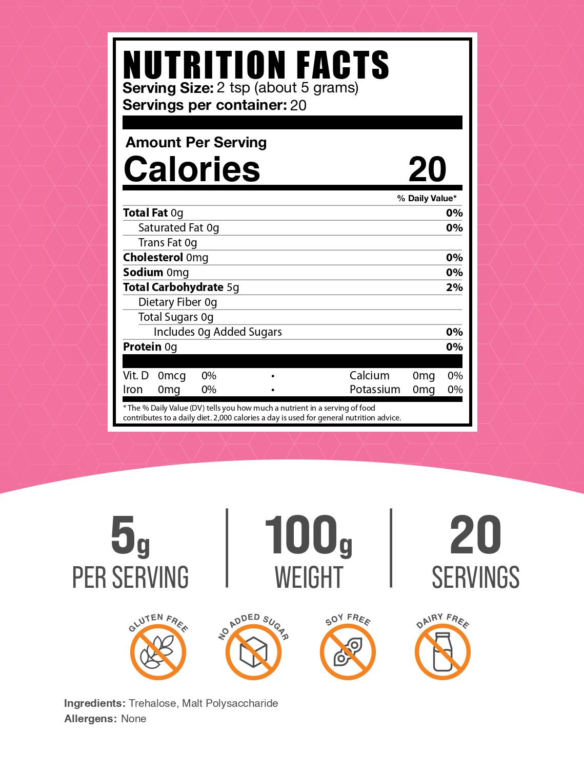 Trehalose powder label 100g