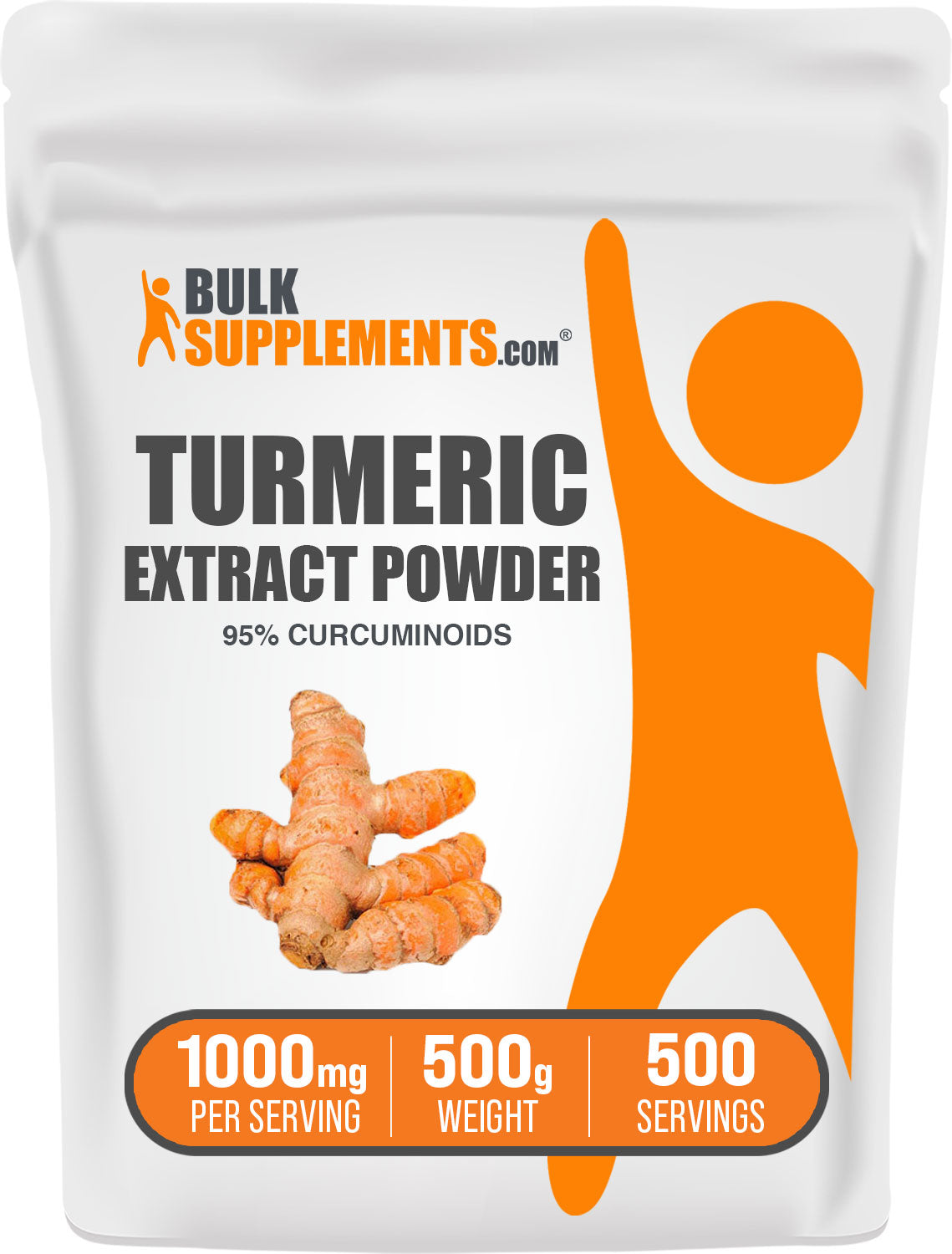 BulkSupplements Turmeric Extract Powder 95% Curcuminoids 500g bag