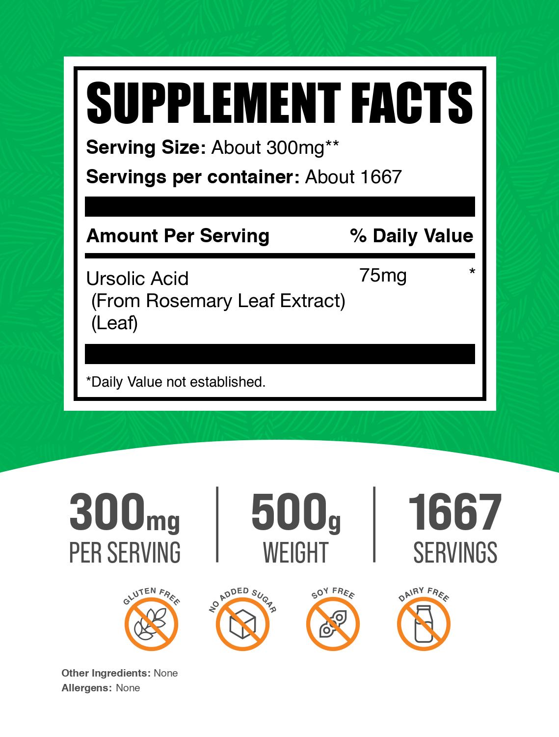 Ursolic Acid Powder 500g Label