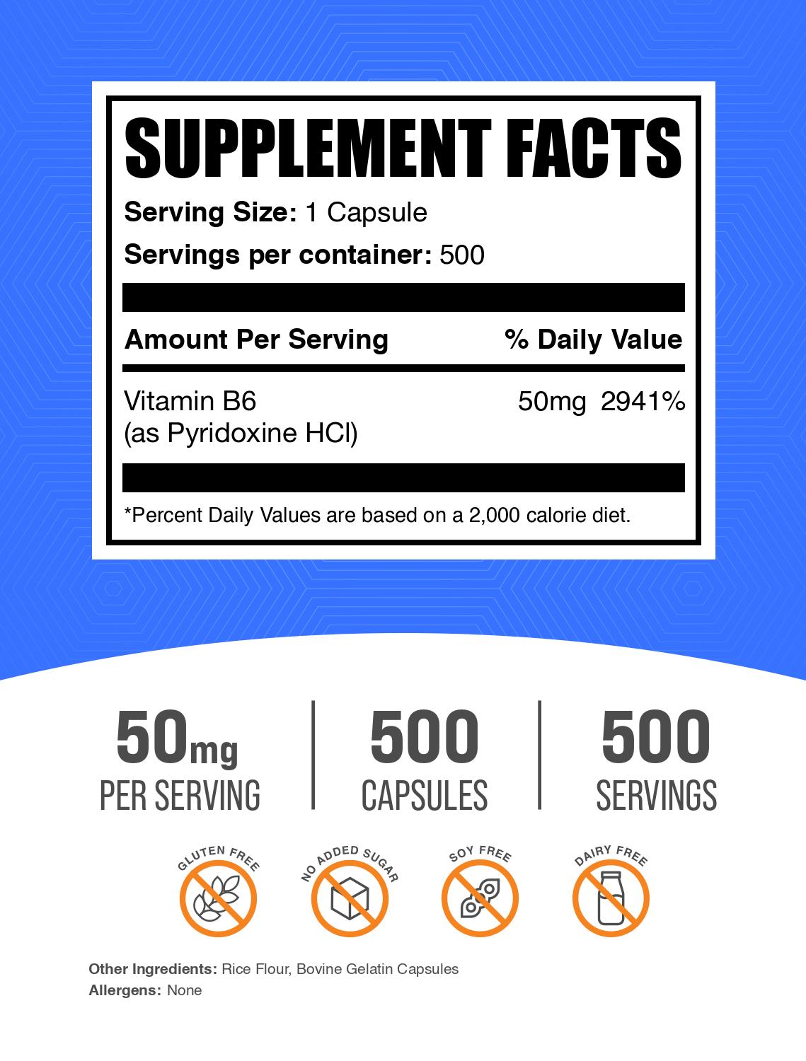 Capsules de chlorhydrate de pyridoxine (vitamine B6)